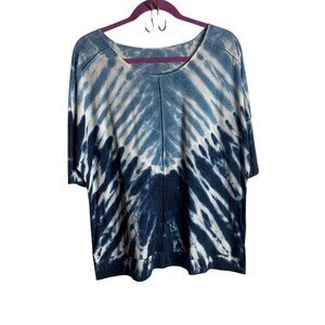 Green Tea Size Large Blue White Tie Dye High Low Tee Soft Casual Oversized Boho